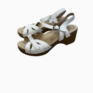 Dansko Season Sandal White Full Grain Sandal 38/Us 7.5-8 Heel Open Toe